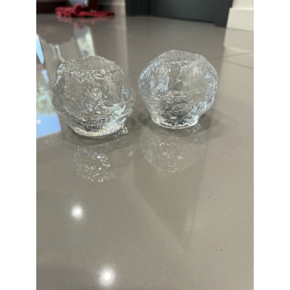 Kosta Boda Snowball Candle Holder Made in Sweden 67350 EUC Pair (Lot of 2)
